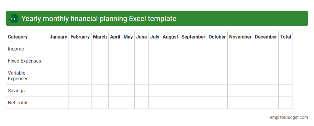 Yearly monthly financial planning Excel template