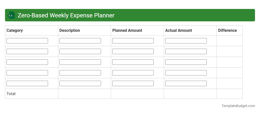 Zero-Based Weekly Expense Planner