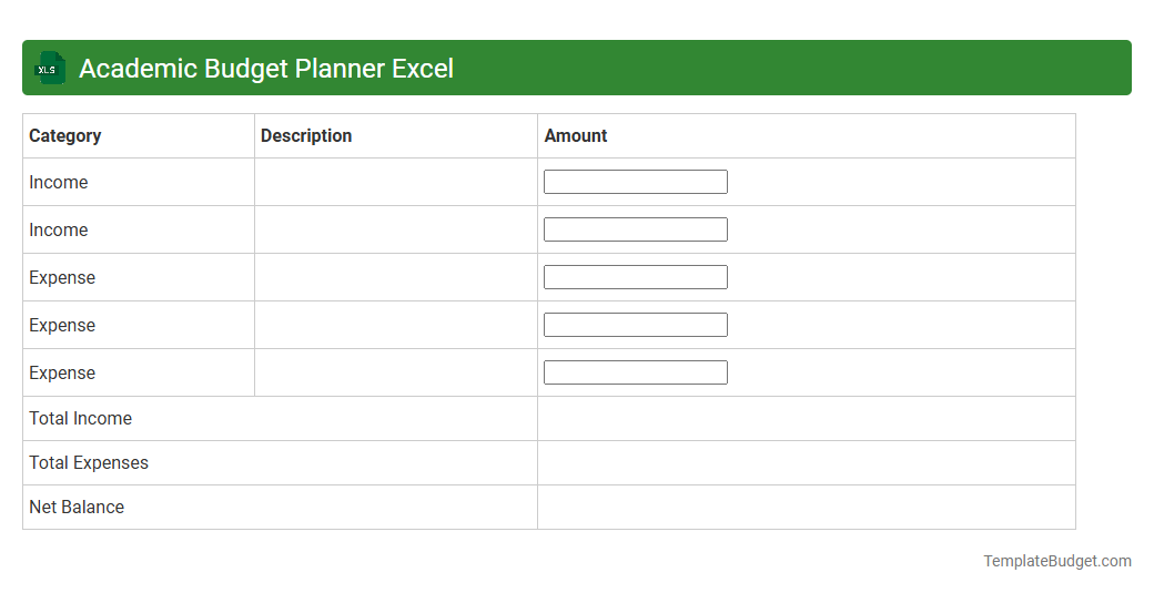 Academic Budget Planner Excel