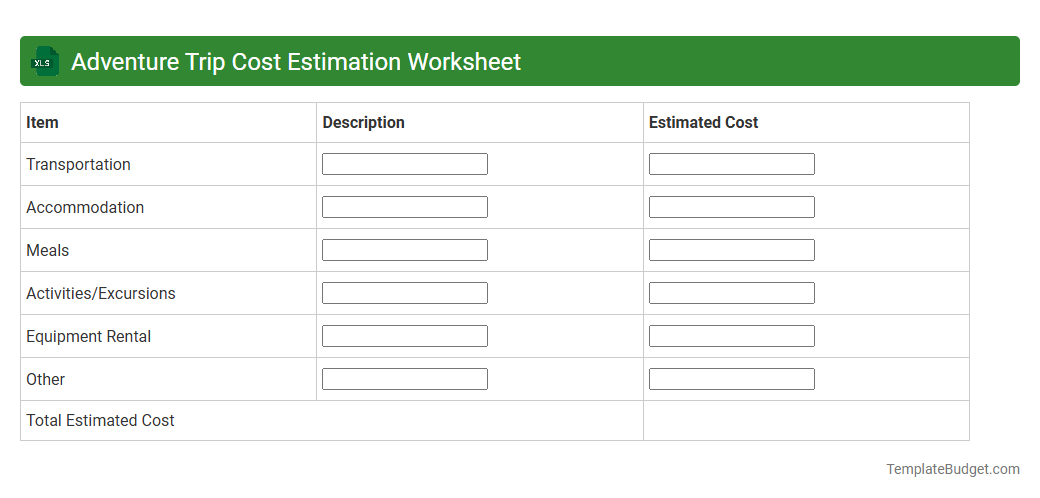Adventure Trip Cost Estimation Worksheet