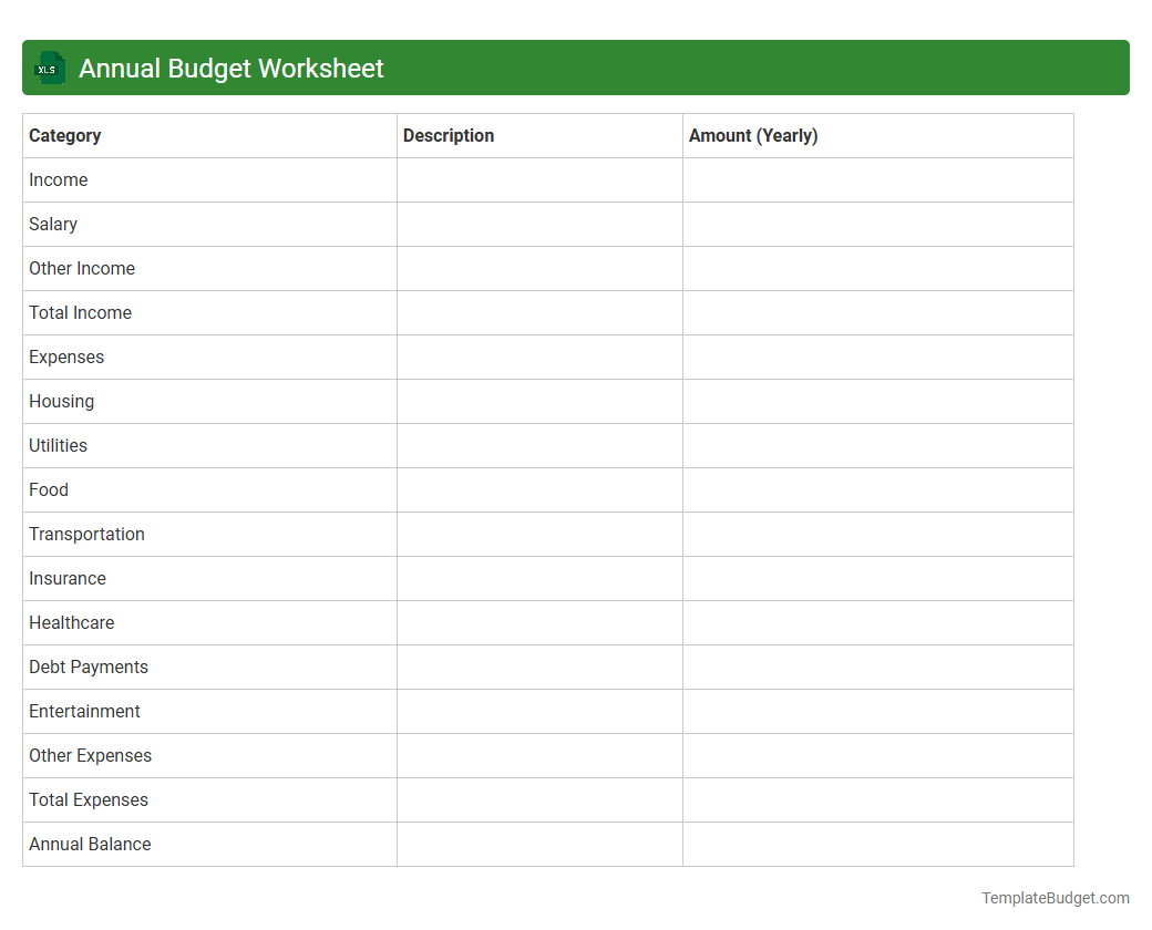 Annual Budget Worksheet