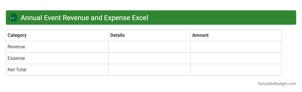 Annual Event Revenue and Expense Excel