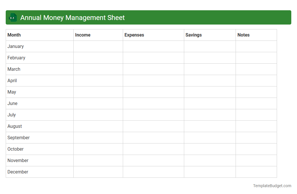 Annual Money Management Sheet
