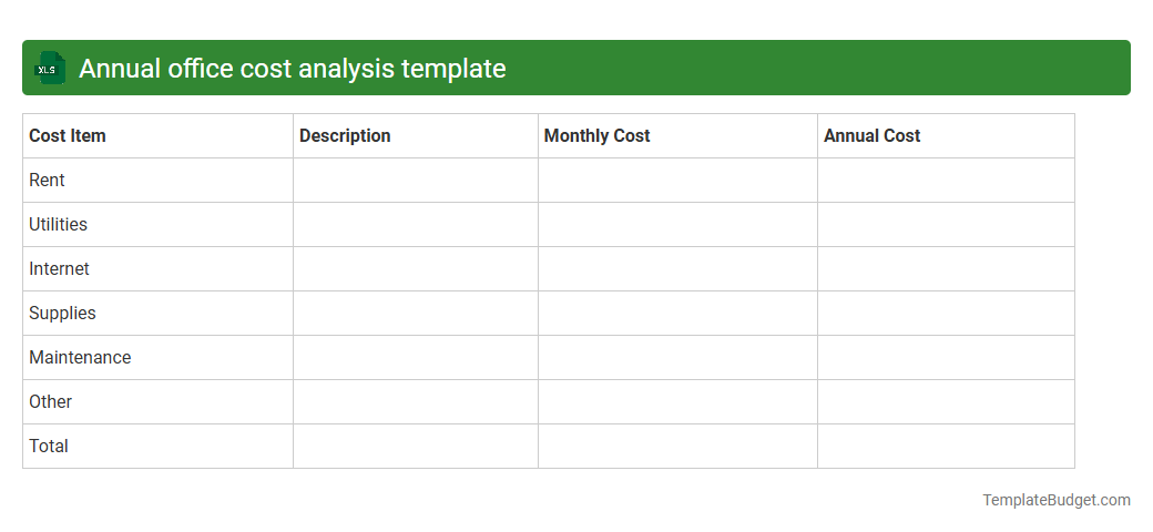 Annual office cost analysis template