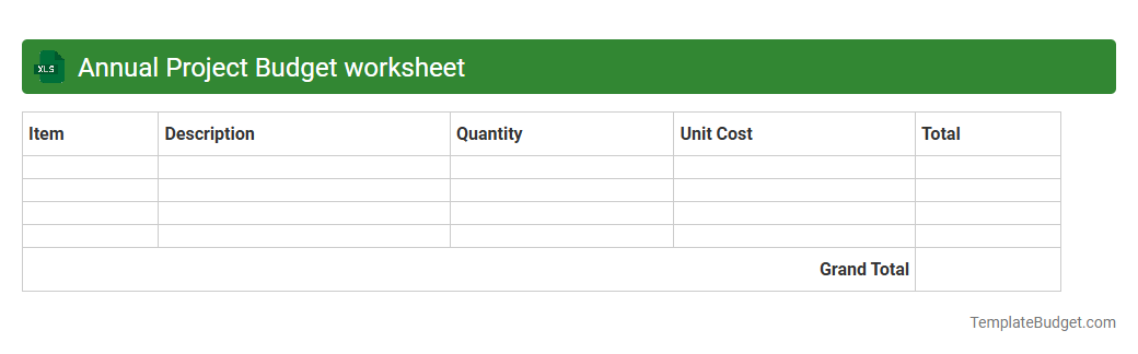 Annual Project Budget worksheet