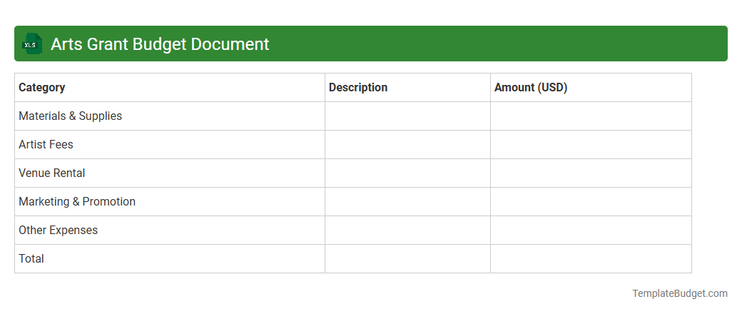 Arts Grant Budget Document