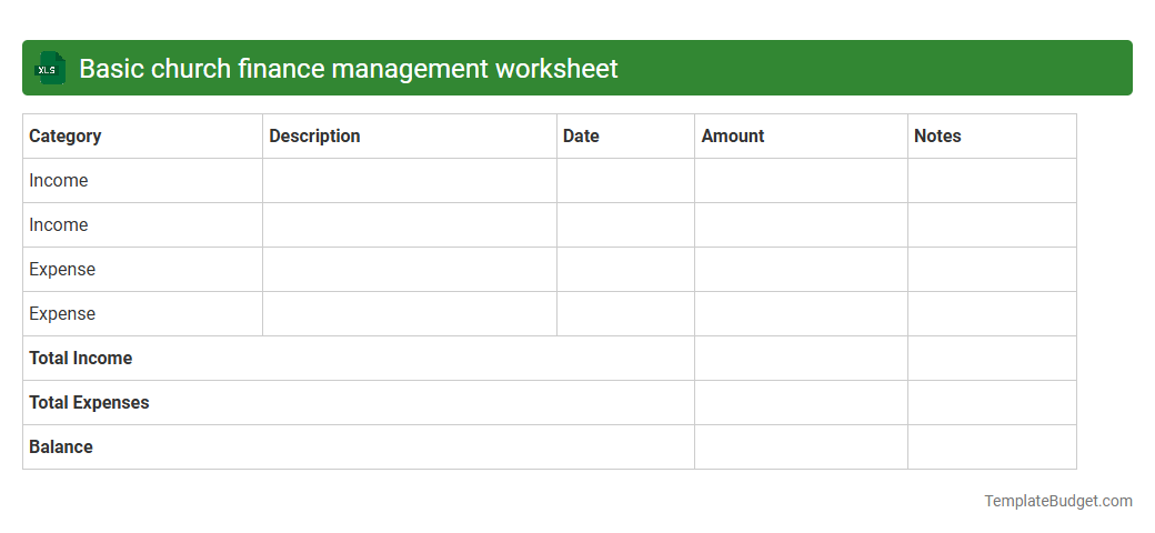 Basic church finance management worksheet