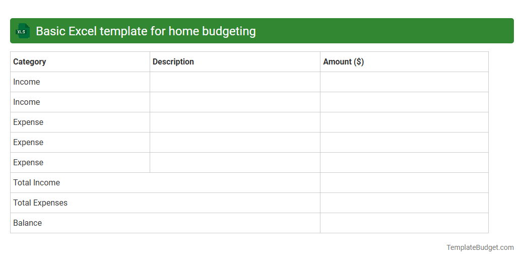 Basic Excel template for home budgeting
