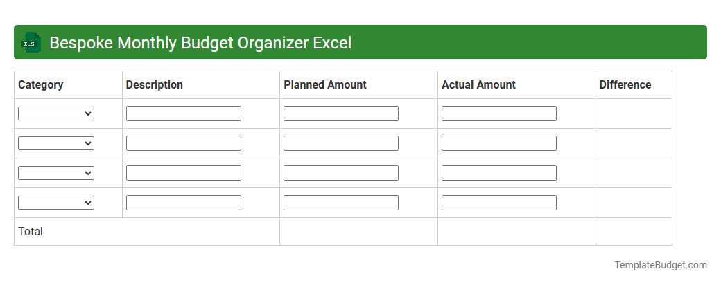 Bespoke Monthly Budget Organizer Excel