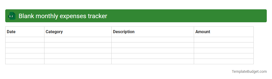 Blank monthly expenses tracker