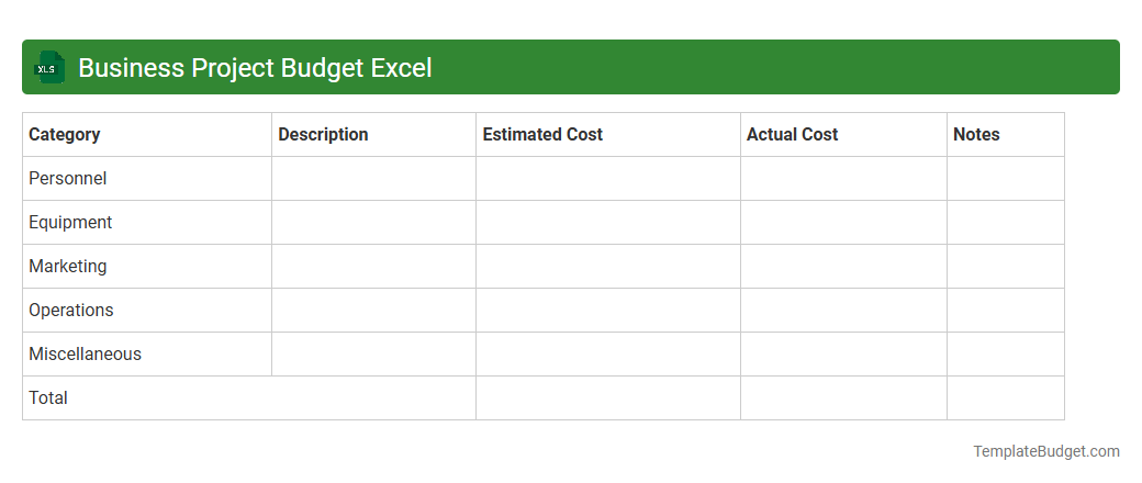 Business Project Budget Excel