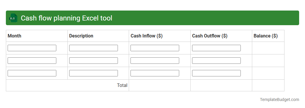 Cash flow planning Excel tool