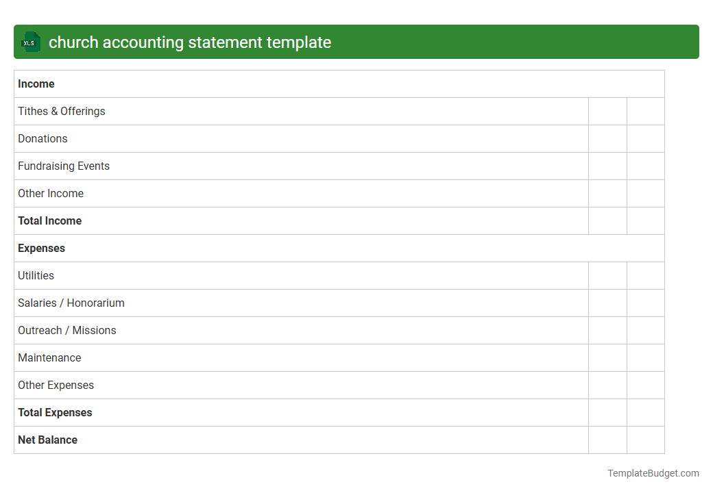 church accounting statement template