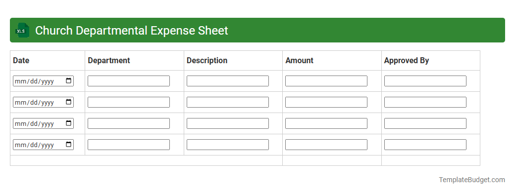 Church Departmental Expense Sheet