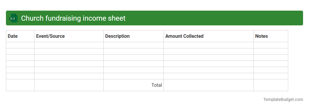 Church fundraising income sheet