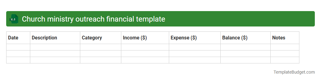 Church ministry outreach financial template