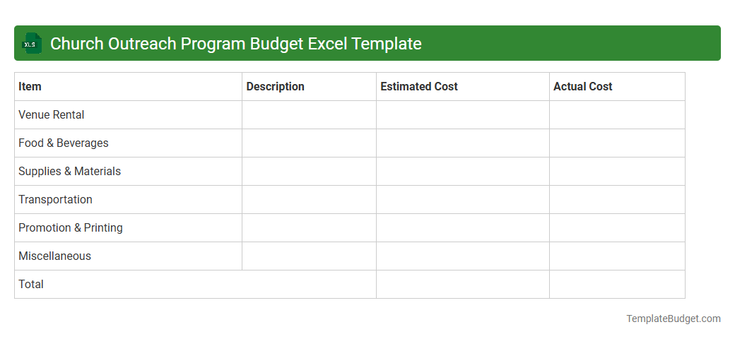 Church Outreach Program Budget Excel Template