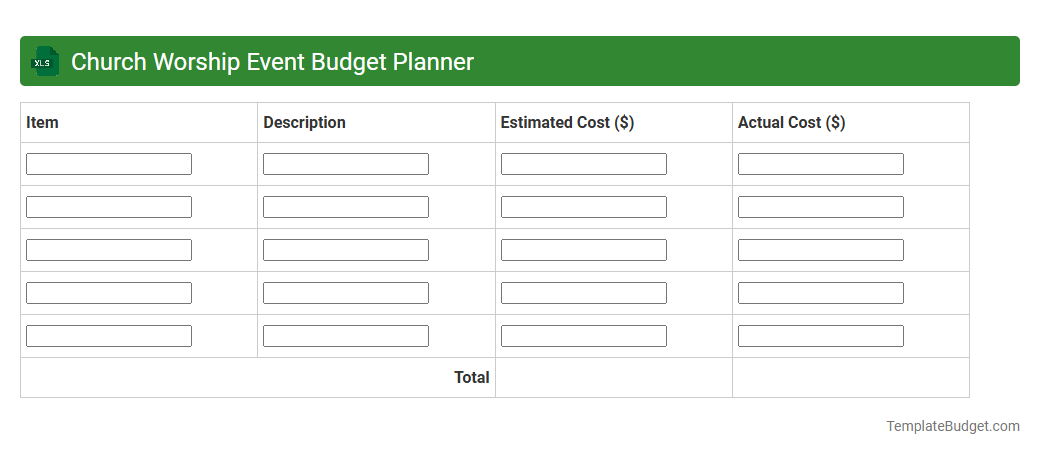 Church Worship Event Budget Planner