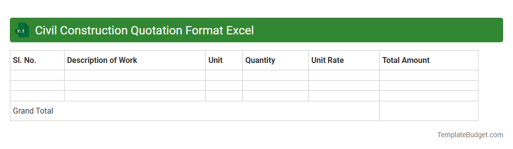 Civil Construction Quotation Format Excel