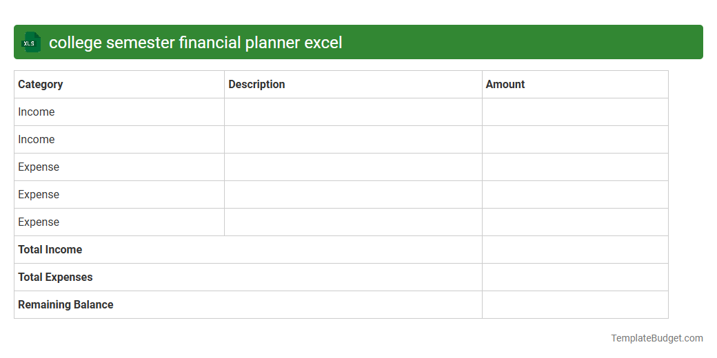 college semester financial planner excel