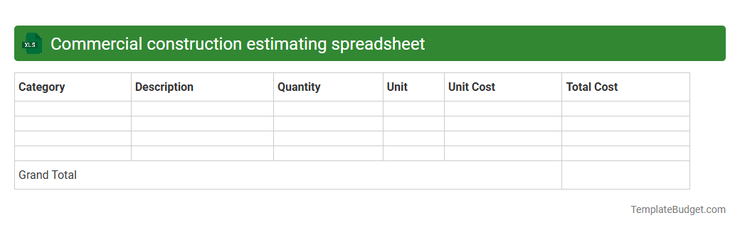 Commercial construction estimating spreadsheet