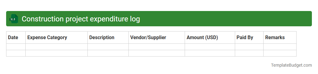 Construction project expenditure log