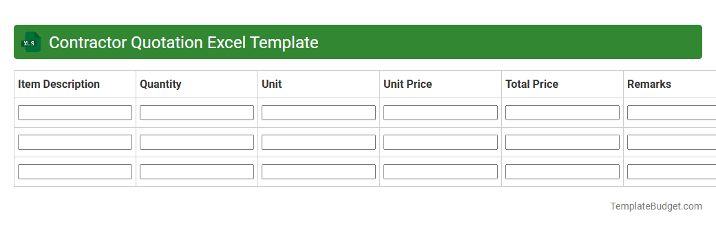 Contractor Quotation Excel Template