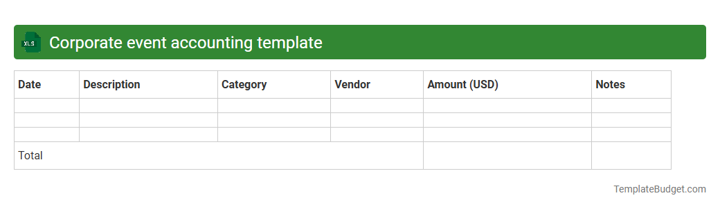 Corporate event accounting template