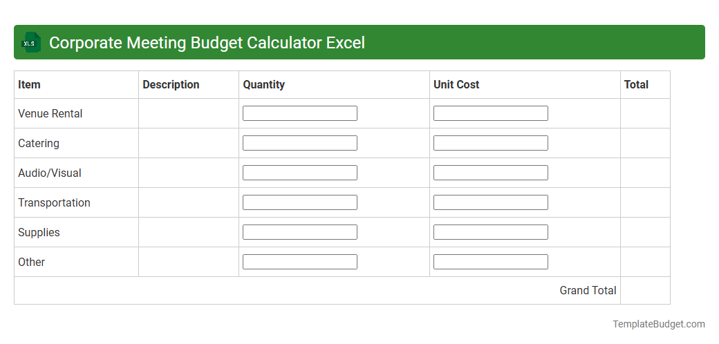 Corporate Meeting Budget Calculator Excel