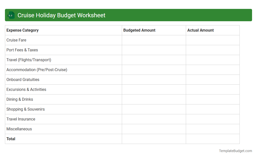 Cruise Holiday Budget Worksheet