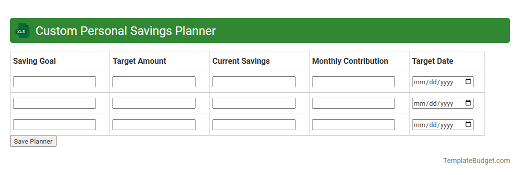 Custom Personal Savings Planner