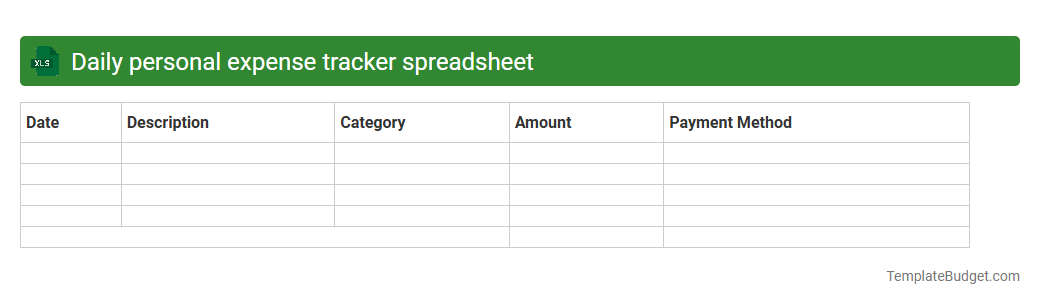 Daily personal expense tracker spreadsheet