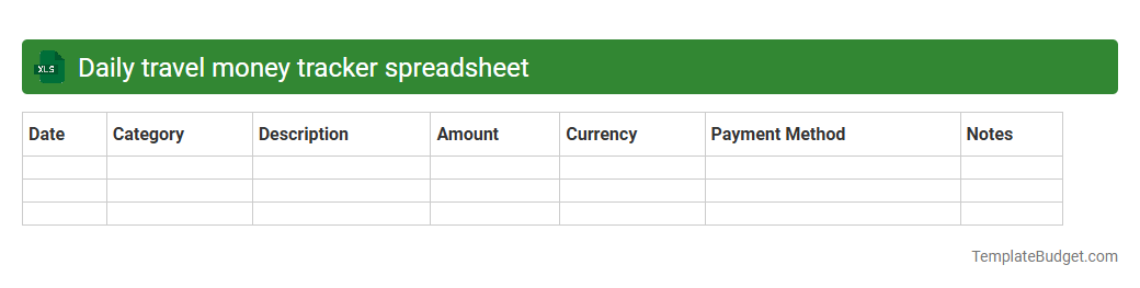 Daily travel money tracker spreadsheet