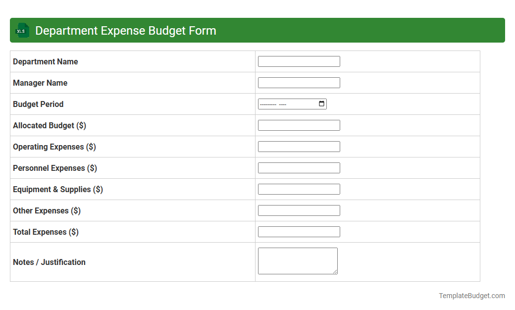 Department Expense Budget Form