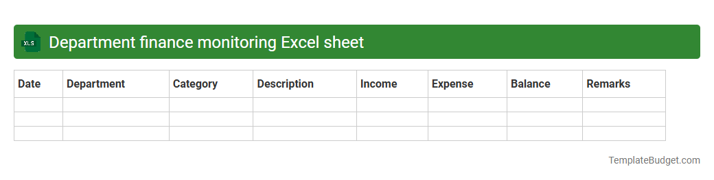 Department finance monitoring Excel sheet