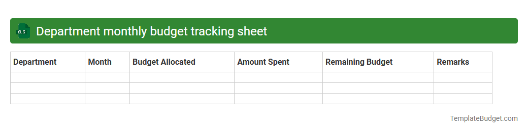 Department monthly budget tracking sheet