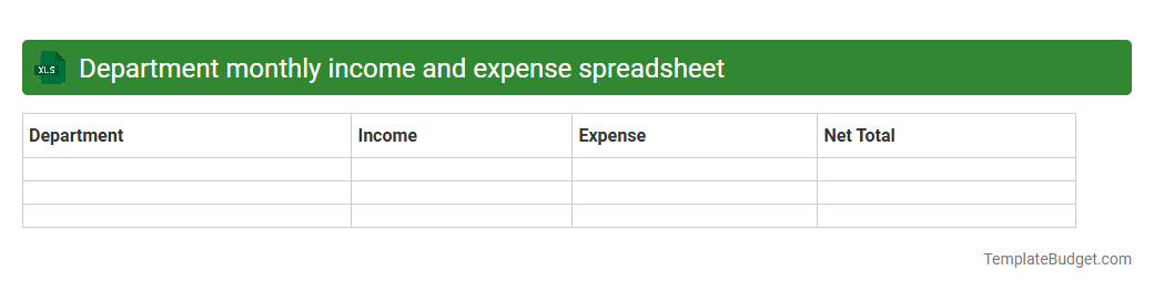 Department monthly income and expense spreadsheet