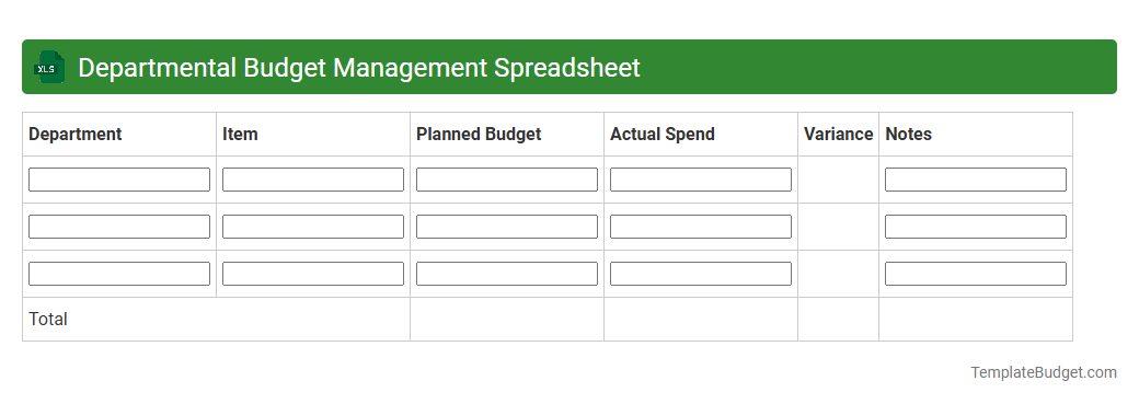 Departmental Budget Management Spreadsheet