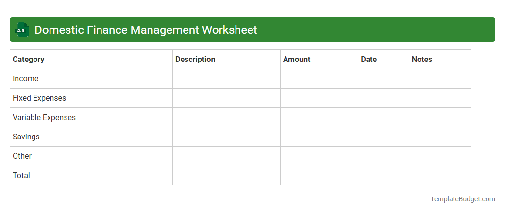 Domestic Finance Management Worksheet