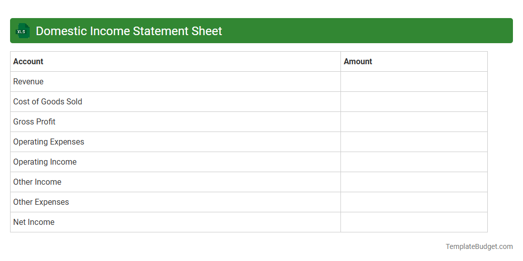 Domestic Income Statement Sheet