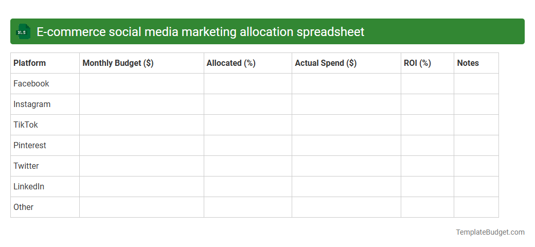 E-commerce social media marketing allocation spreadsheet