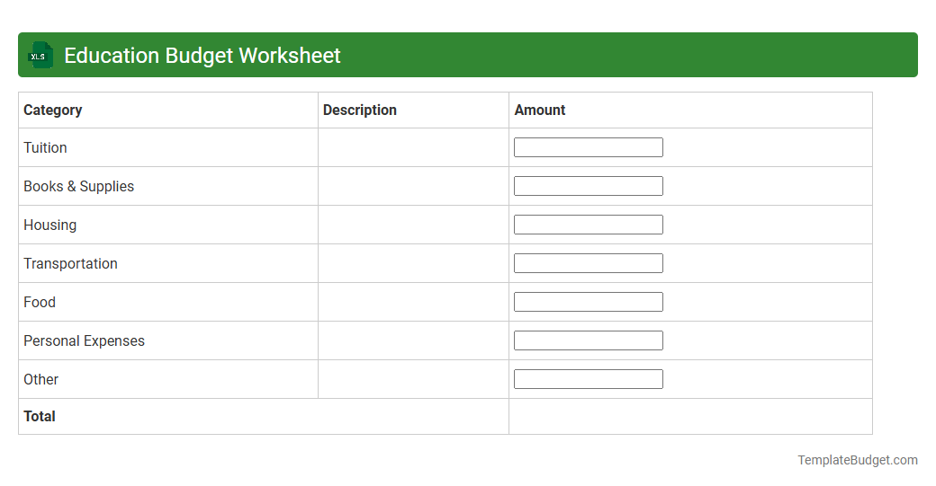 Education Budget Worksheet