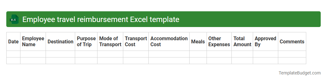 Employee travel reimbursement Excel template