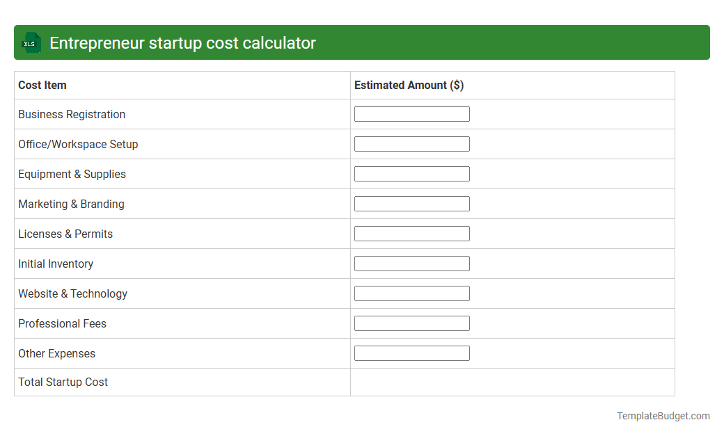 Entrepreneur startup cost calculator
