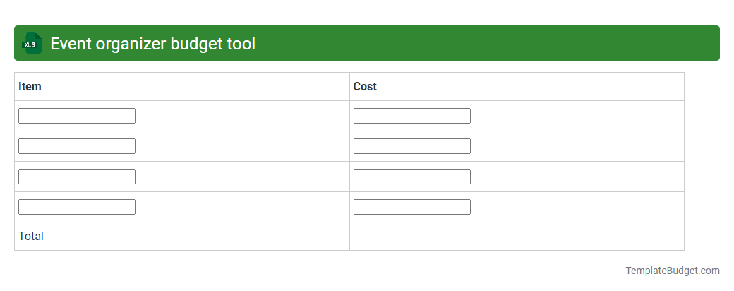 Event organizer budget tool