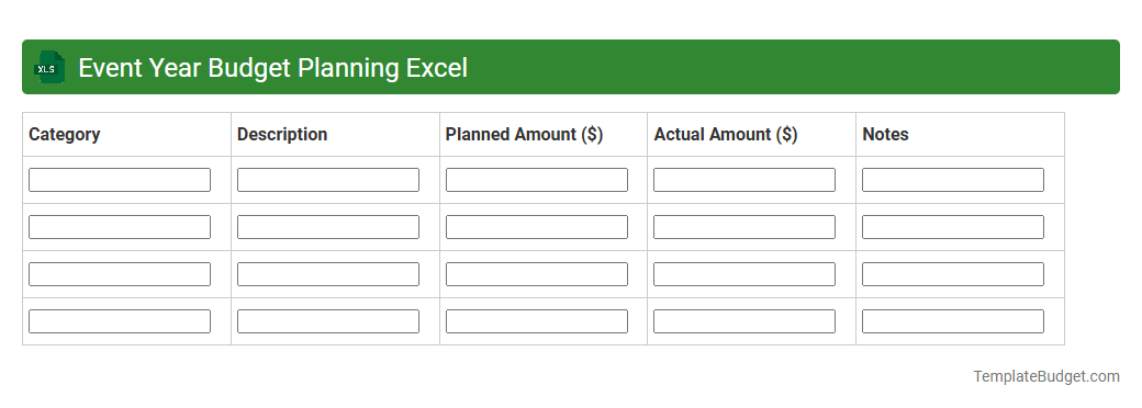 Event Year Budget Planning Excel