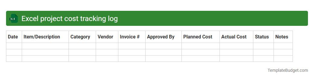 Excel project cost tracking log