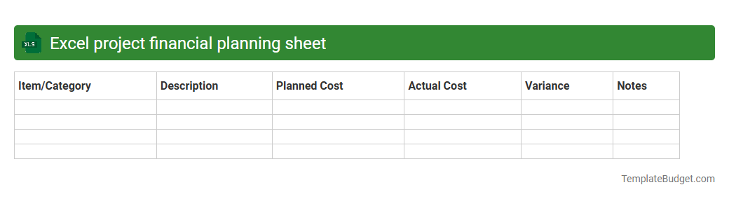 Excel project financial planning sheet