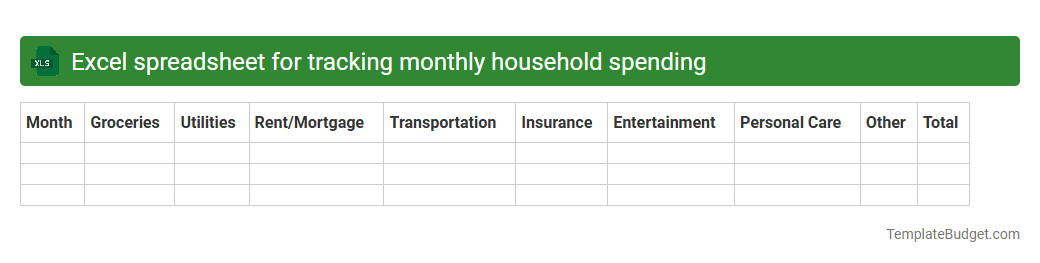 Excel spreadsheet for tracking monthly household spending