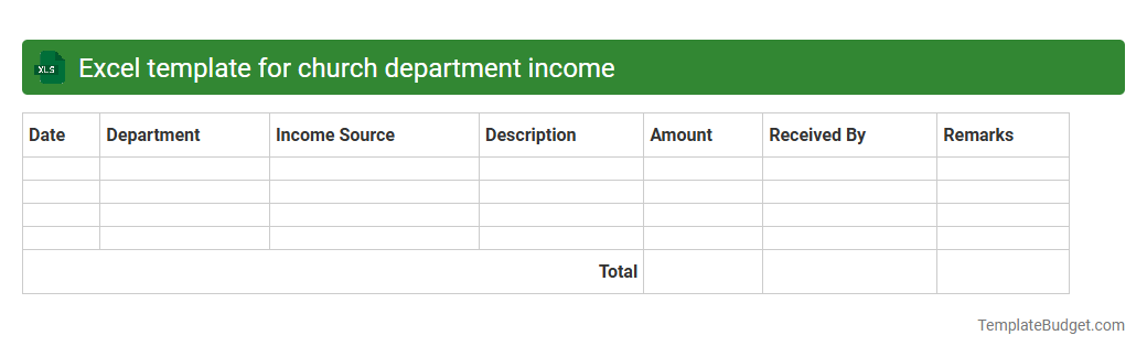 Excel template for church department income